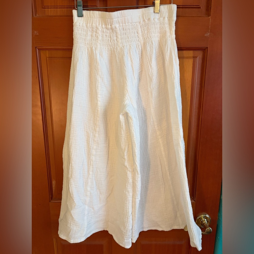 Women's Cotton Gauze Wide Leg High-Waist Casual Palazzo Summer Pants NWOT - Picture 5 of 9